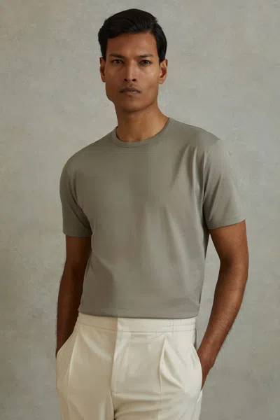Reiss Caspian - Vetiver Mercerised Cotton Crew Neck T-shirt, Xxl In Gray