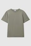 Reiss Vetiver Caspian Mercerised Cotton Crew Neck T-shirt