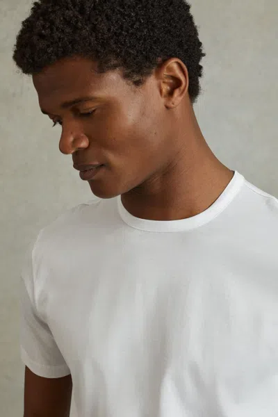Reiss White Mercerised Cotton Crew Neck T-shirt In White