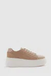 Reiss Blush Leather Suede Lattice Trainers In Blush
