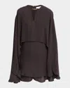 Reiss Cassidy Chain-detail Mini Cape Dress In Brown