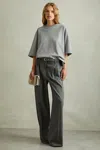 Reiss Grey Marl Cassie Oversized Cotton Crew Neck T-shirt