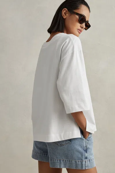 Reiss White Cassie Oversized Cotton Crew Neck T-shirt, L In White