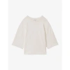 Reiss Womens White Cassie Cropped Oversized Cotton T-shirt