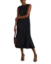 Reiss Navy Fit-and-flare Split Sleeve Midi Dress In Navy