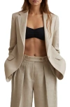 Reiss Natural Cassie Petite Linen Single Breasted Suit Blazer In Natural