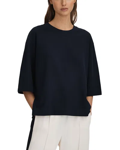 Reiss Navy Cassie Oversized Cotton Crew Neck T-shirt, M
