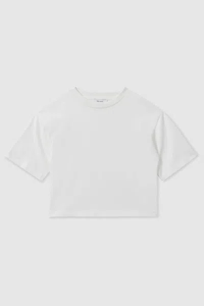 Reiss Kids' Cassy - Ivory Cassy Junior Oversized Cotton Crew Neck T-shirt, 5 - 6 Years