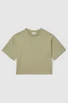 Reiss Kids' Cassy - Sage Cassy Oversized Cotton Crew Neck T-shirt, 10 - 11 Years