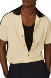 Reiss Castro Rib Camp Shirt In Off White/navy
