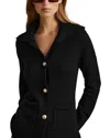 Reiss Black Wool-cashmere Spread Collar Cardigan In Black