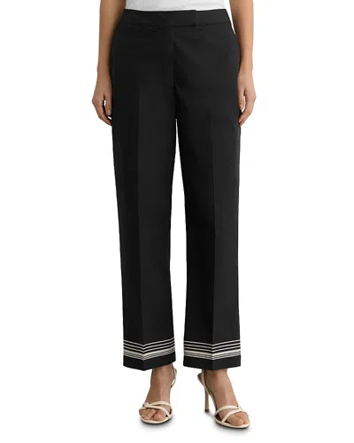 Reiss Womens Black Ivory Cat Stripe-print Tapered Cotton Trousers