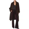 Reiss Womens Chocolate Brown Cate Belted-waist Faux-fur Coat In Brown