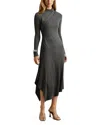 Reiss Grey Catlyn Jersey Drape Asymmetric Midi Dress In Gray