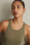 Shop Reiss Sage Catrice Linen Blend Crew Neck Vest