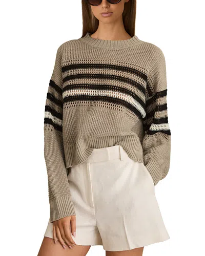 Reiss Catrice Linen Striped Sweater In Neutral/black