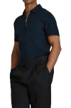 Reiss Cayman Half Zip Polo In Navy