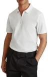 Reiss Berkley Slim Fit Quarter Zip Knit Polo Shirt In White