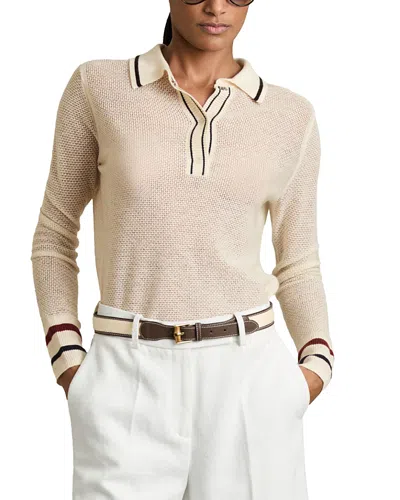 Reiss Cece Tipped Polo In Neutral