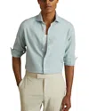 Reiss Soft Blue Textured Garment Dyed Button-through Shirt In Soft Blue