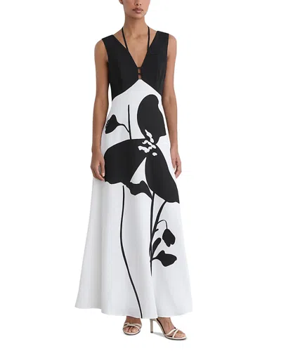 Reiss Womens Ivory Black Cecile Floral-print Woven Maxi Dress