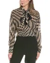 Reiss Cedar Mono Print Blouse In Black