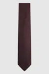 Reiss Burgundy Ceremony Textured Silk Tie In Red