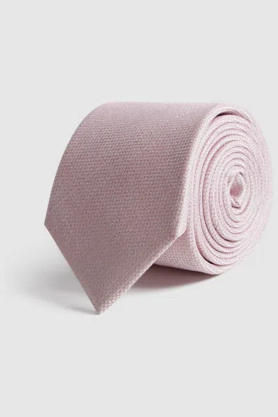 Reiss Pink Textured Silk Tie In Pink