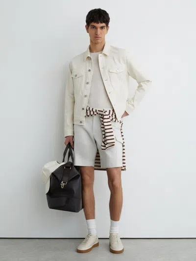 Reiss Chalk Wicket Cargo Cotton Cargo Chino Shorts With Stretch In Gray