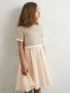 Reiss Champagne 13-14 Yrs Sequin-top Chiffon-skirt Dress In Burgundy
