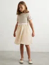 Reiss Champagne 13-14 Yrs Sequin-top Chiffon-skirt Dress In Multi
