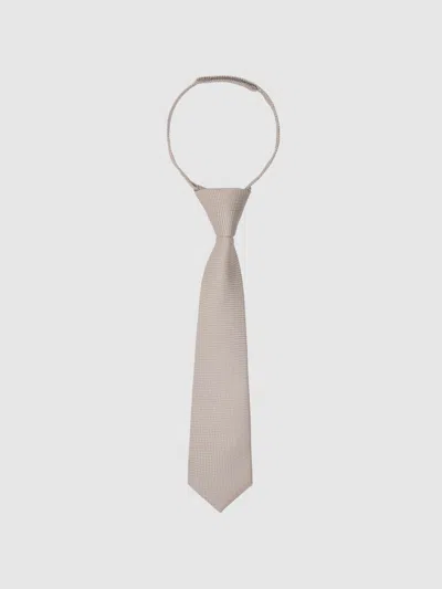 Reiss Champagne Ceremony Boys Silk Textured Tie In Neutral