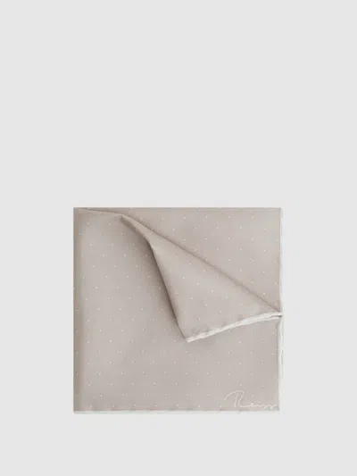 Reiss Champagne Liam Polka Dot Silk Pocket Square