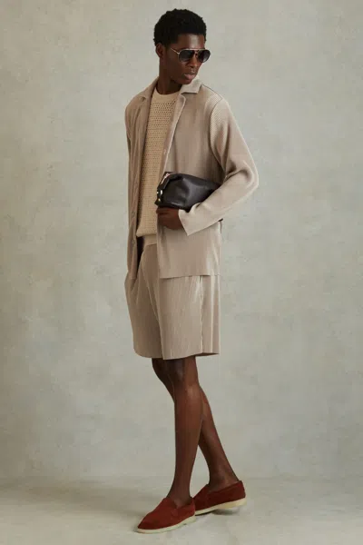 Reiss Champagne Milos Elasticated Plisse Shorts