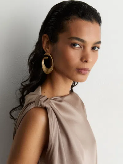 Reiss Champagne Neutral Satin Draped One-shoulder Top