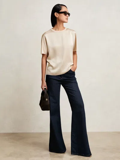 Reiss Champagne Neutral Silk Short-sleeve Top
