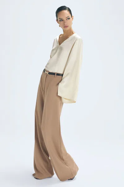 Reiss Champagne Duchess Satin Split Sleeve Top