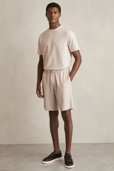 Reiss Champagne Textured-knit Shorts
