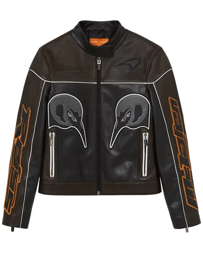 Reiss Champion Leather Mclar Jacket In Brown