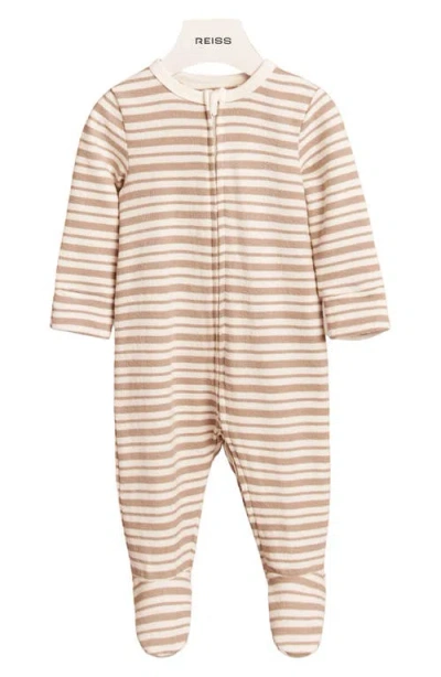 Reiss Babies'  Chance Stripe Cotton Footie In Neutral