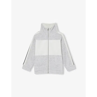 Reiss Kids' Chance Zipped Velour Sweatshirt 4-9 Years Grey