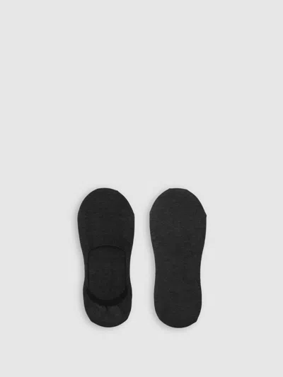 Reiss Charcoal Cotton-blend Loafer Socks In Black