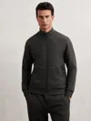 Reiss Charcoal Double-faced Jersey Zip Sweatshirt In Black