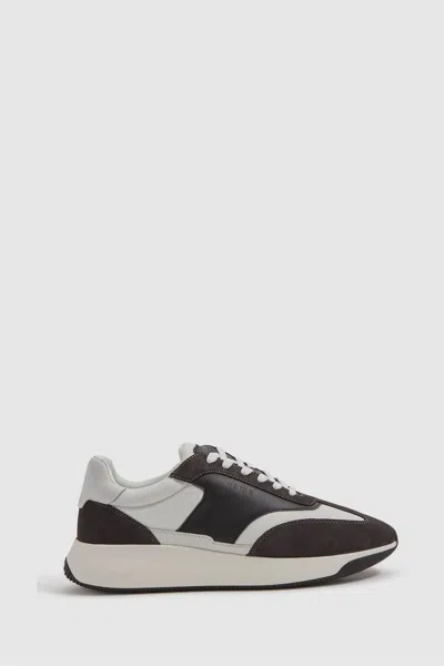 Reiss Charcoal Emmett Leather Suede Running Trainers