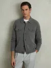Reiss Charcoal Flinch Wool Button Through Knitted Jacket In Gray