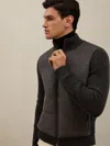 Reiss Charcoal Grey Atelier Quilted Cashmere Zip Jacket In Gray