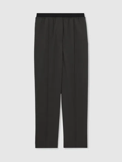 Reiss Charcoal Grey Elasticated-waistband Tapered Trousers In Gray
