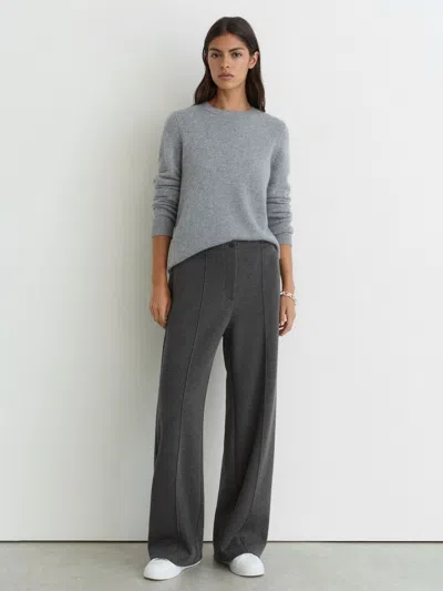 Reiss Charcoal Grey Marl Lyocell-wool Wide-leg Joggers In Grey