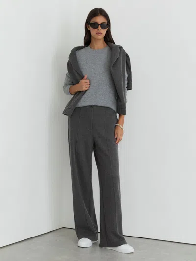 Reiss Charcoal Grey Marl Petite Lyocell-wool Wide-leg Joggers In Grey