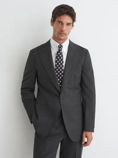 Reiss Bold Wool Single Button Peak Lapel Blazer In Gray